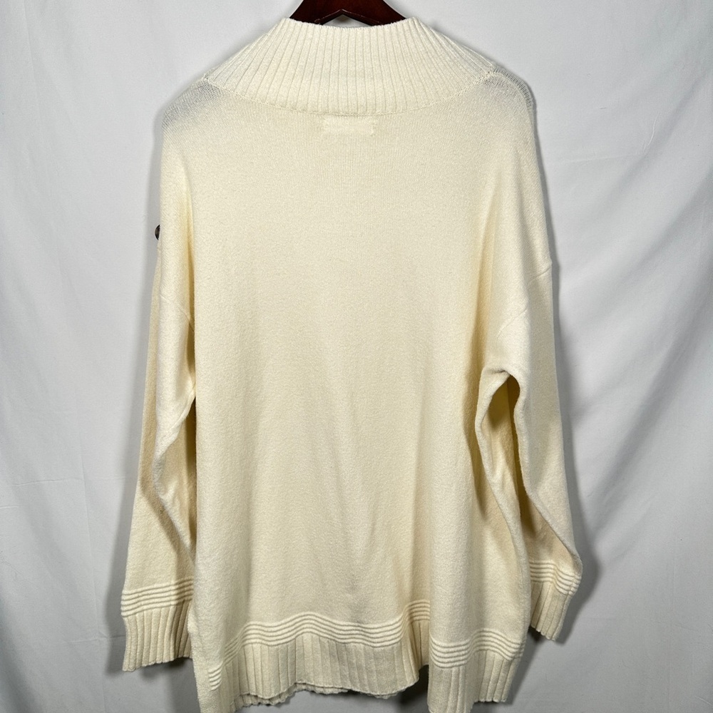 By Anthropologie cozy essential ribbed mock neck button shoulder knit sweater XL - Picture 12 of 14
